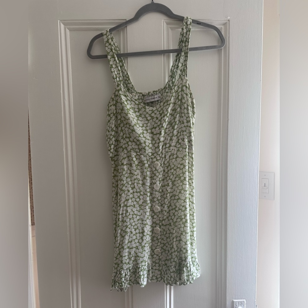 Faithfull the Brand Green and White Floral Tank mini Dress
